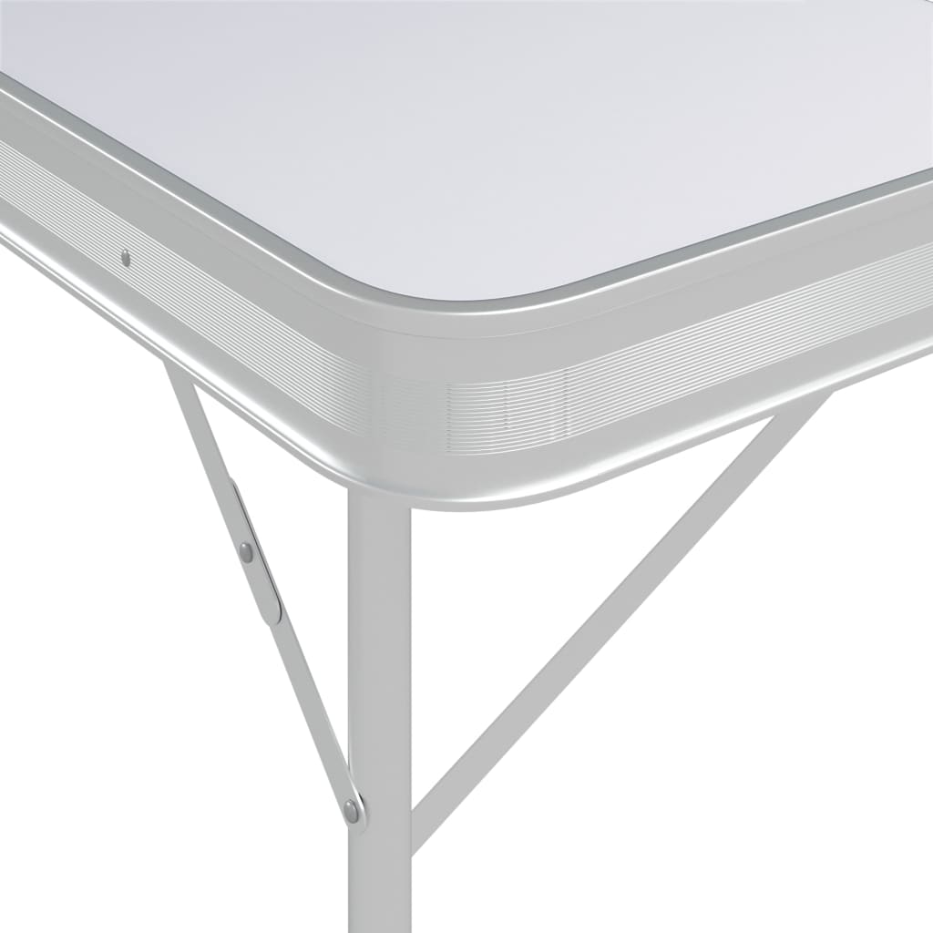 vidaXL Klappbarer Campingtisch mit 2 Sitzbänken Aluminium Weiß