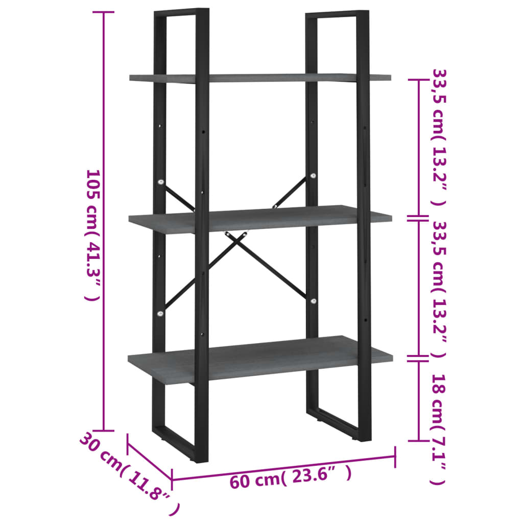 vidaXL Standregal Grau 60x30x105 cm Massivholz Kiefer