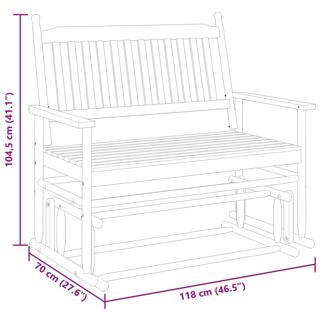 vidaXL Schaukelbank Schwarz 118x70x104,5 cm Massivholz Pappel