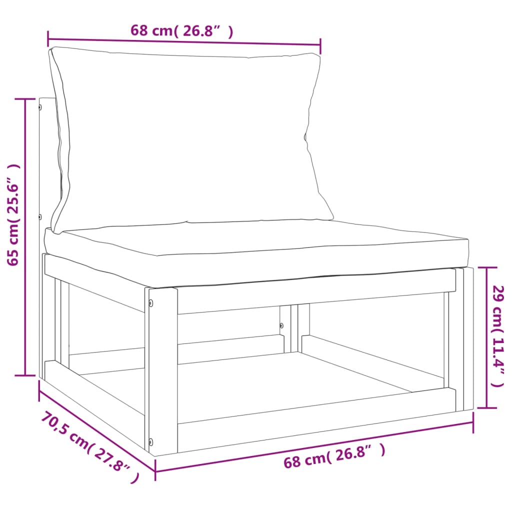 vidaXL 4-tlg. Garten-Lounge-Set mit Taupe Kissen Massivholz