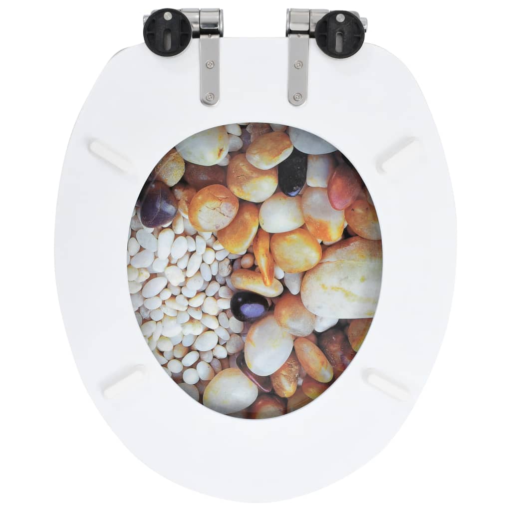 vidaXL Toilettensitz mit Soft-Close-Deckel MDF Kiesel-Design