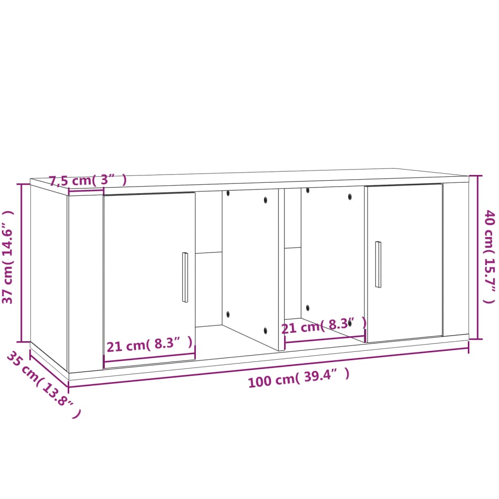 vidaXL TV-Schrank Sonoma-Eiche 100x35x40 cm Holzwerkstoff