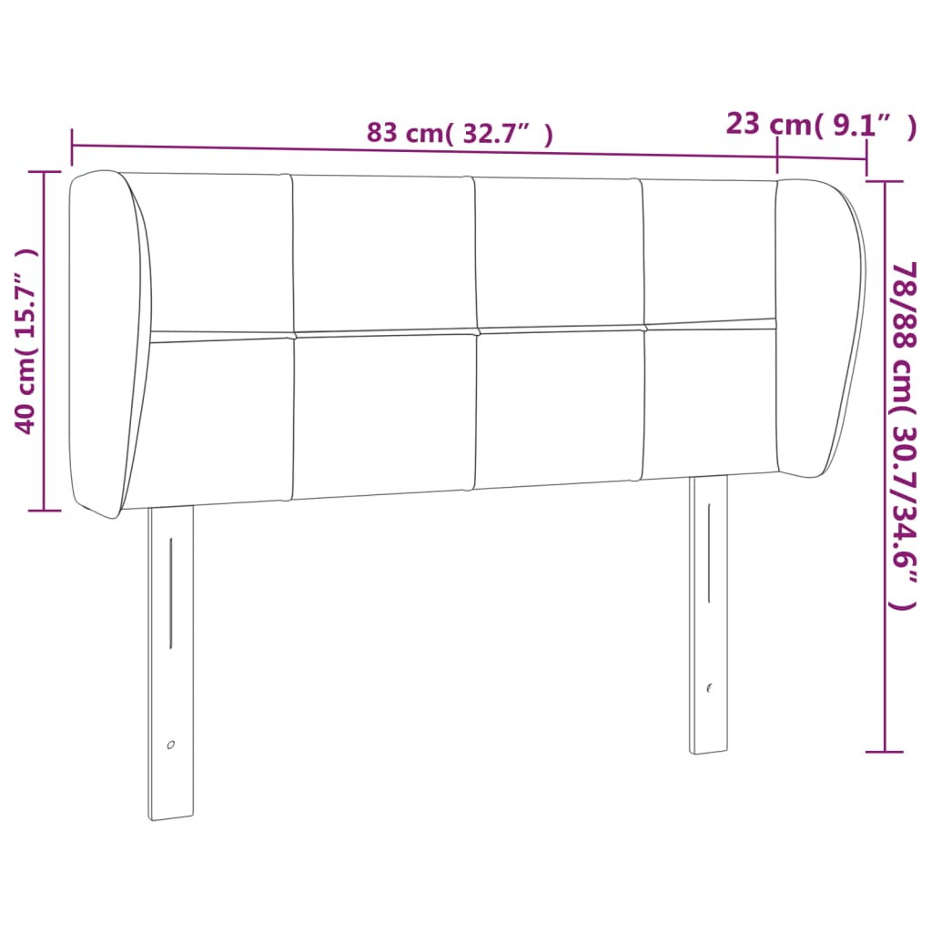 vidaXL Kopfteil mit Ohren Taupe 83x23x78/88 cm Stoff