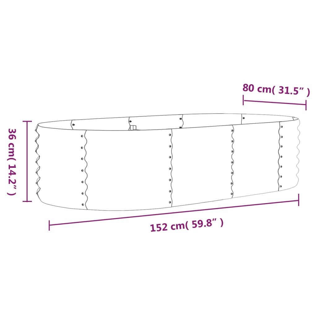 vidaXL Hochbeet Pulverbeschichteter Stahl 152x80x36 cm Grün