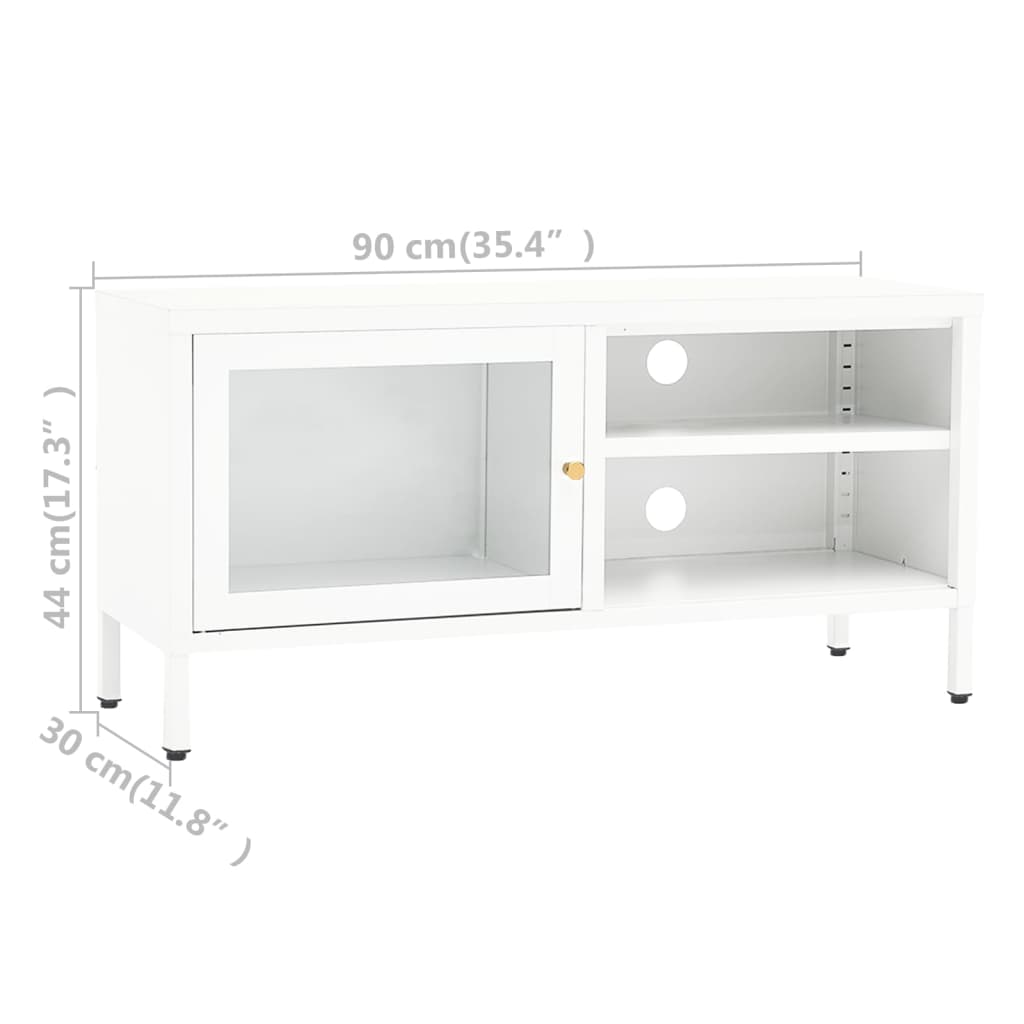 vidaXL TV-Schrank Weiß 90x30x44 cm Stahl und Glas