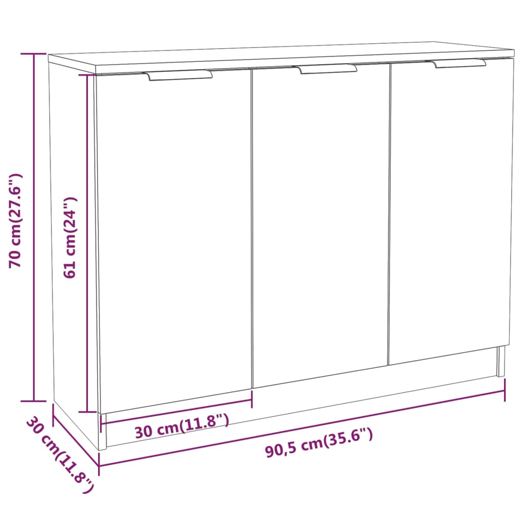 vidaXL Sideboard Sonoma-Eiche 90,5x30x70 cm Holzwerkstoff