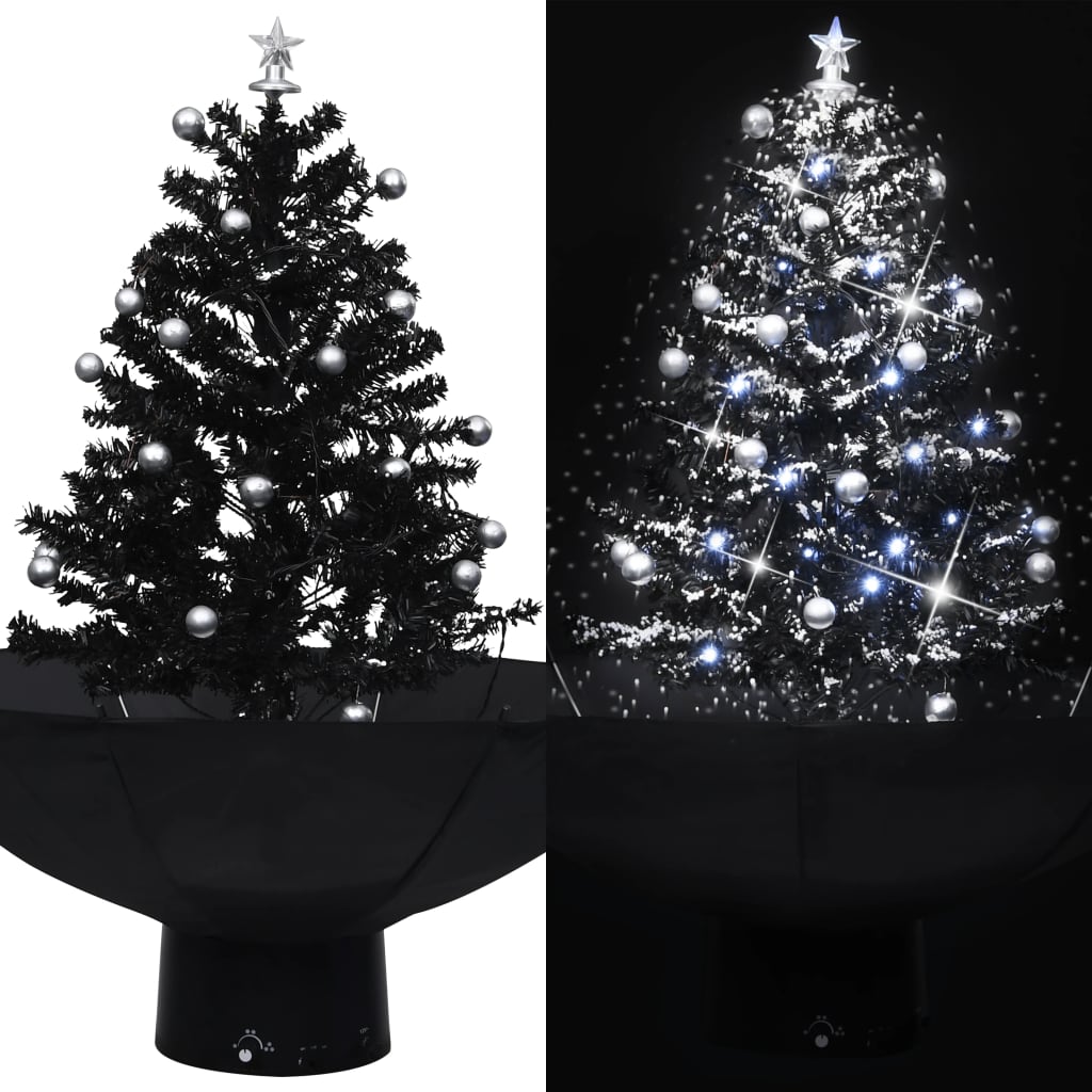 vidaXL Schneiender Weihnachtsbaum mit Schirmfuß Schwarz 75 cm PVC