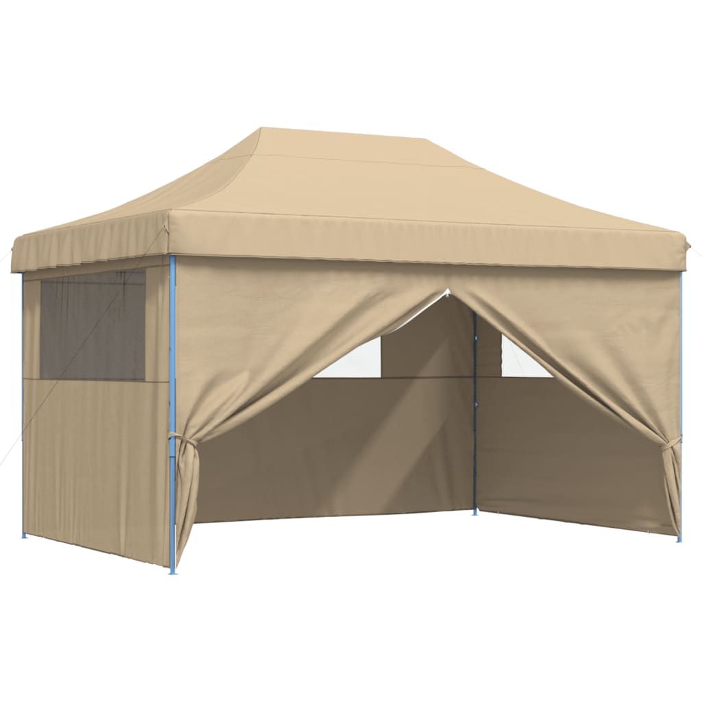 vidaXL Partyzelt Faltbar Pop-Up mit 4 Seitenteilen Beige