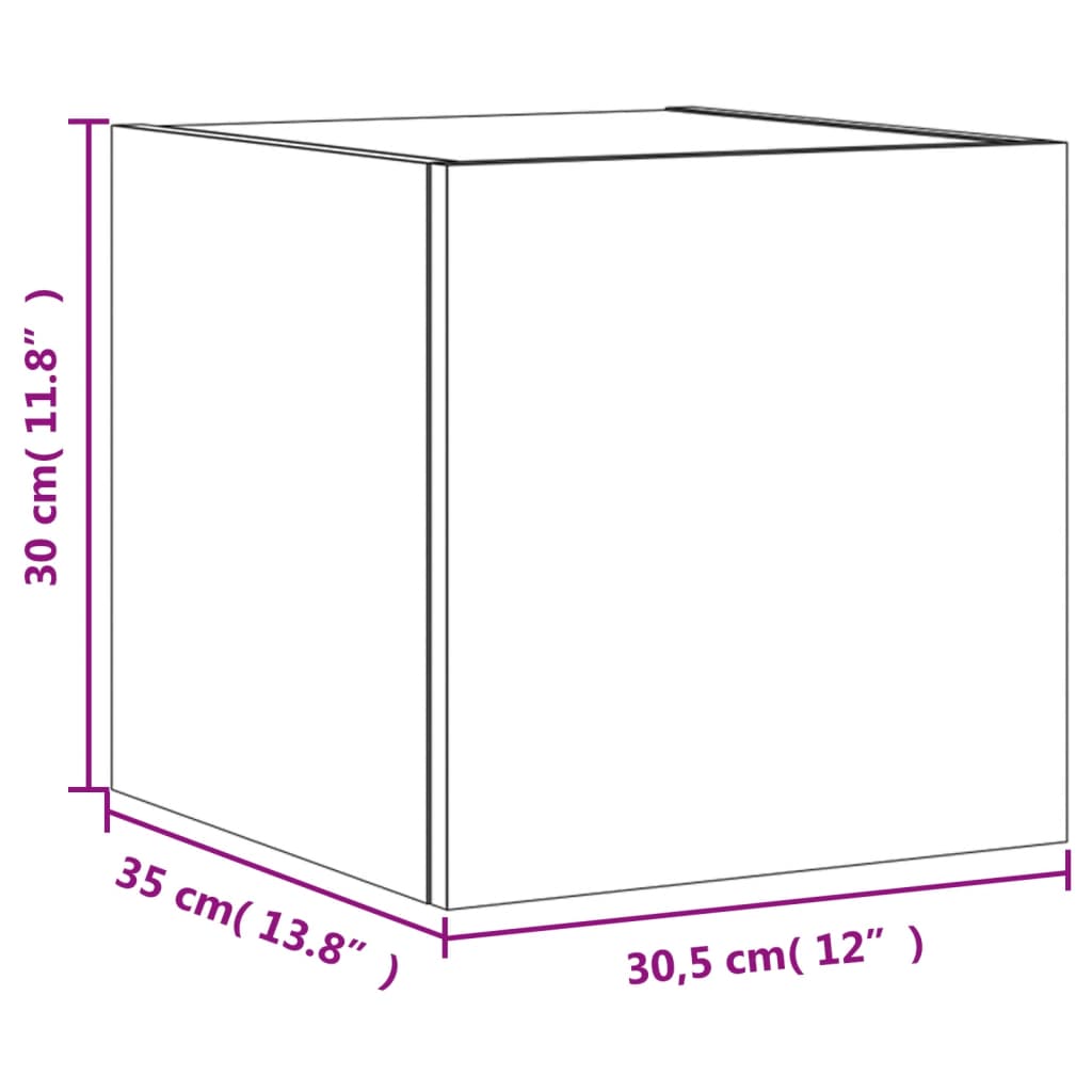 vidaXL TV-Wandschränke mit LED-Leuchten 2 Stk. Weiß 30,5x35x30 cm