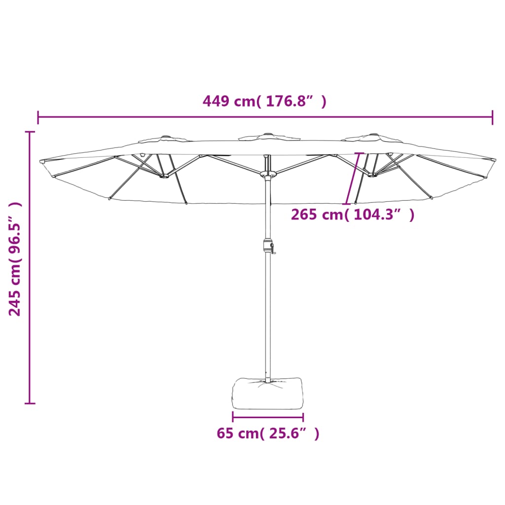vidaXL Doppelsonnenschirm mit LEDs Anthrazit 449x245 cm