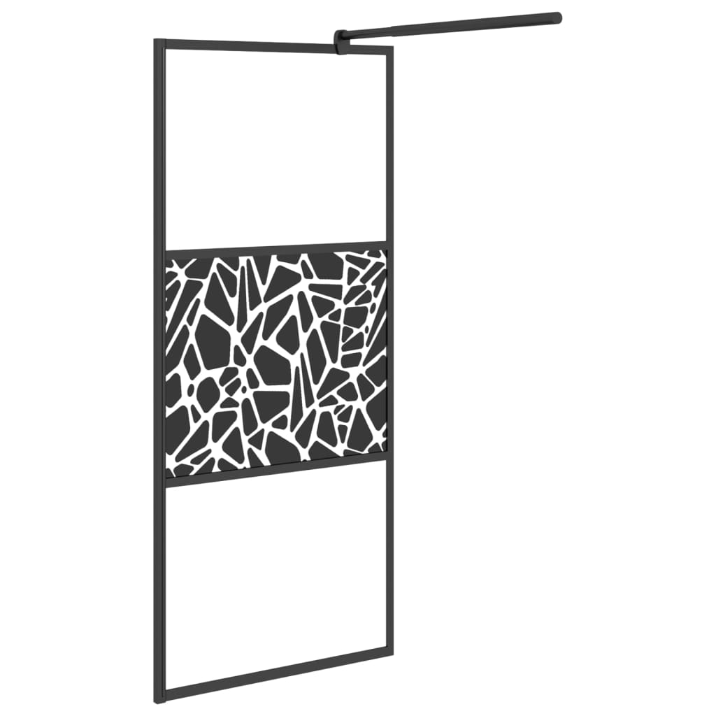 vidaXL Duschwand mit Ablage für Walk-In-Dusche Schwarz 90x195 cm ESG