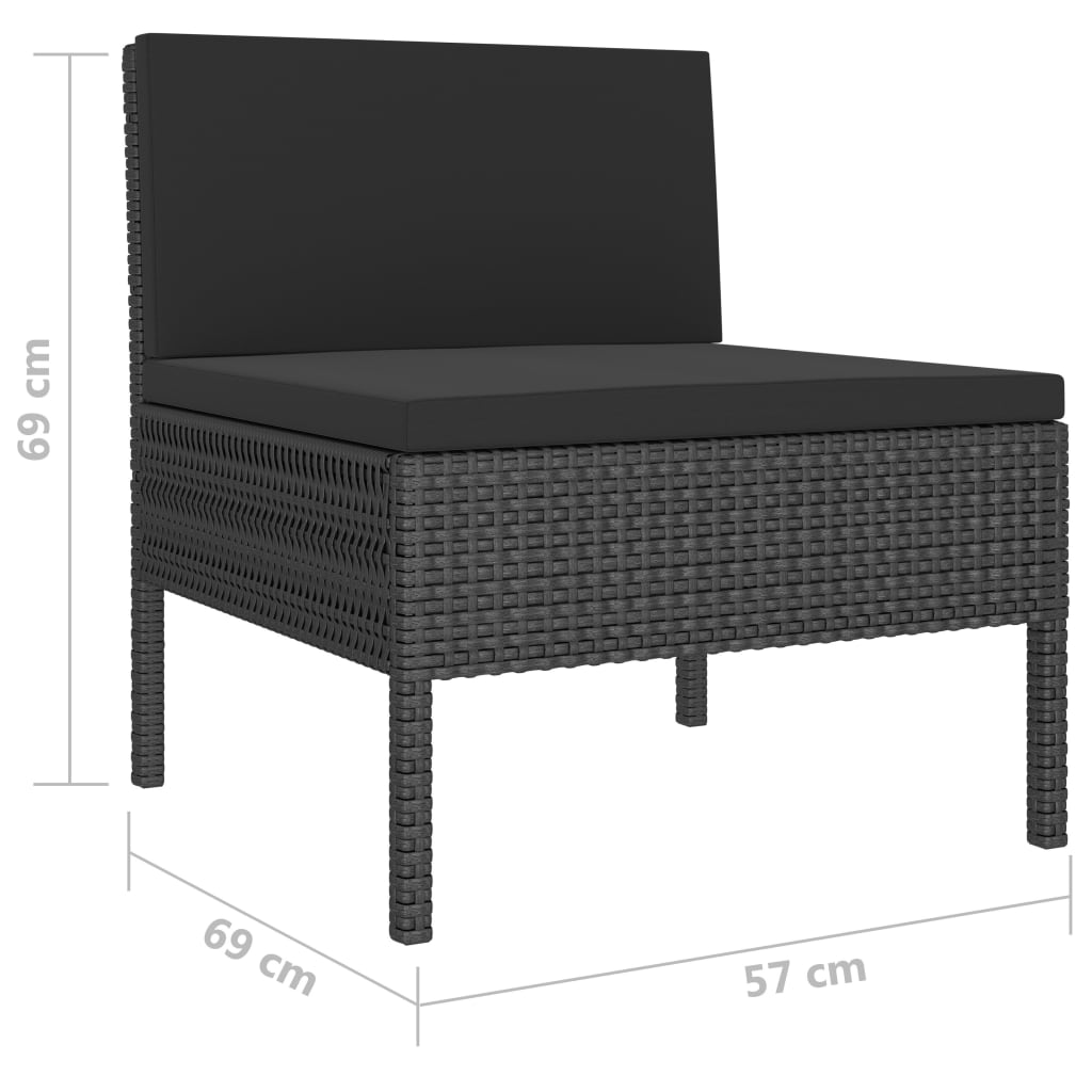 vidaXL 10-tlg. Garten-Lounge-Set mit Auflagen Poly Rattan Schwarz