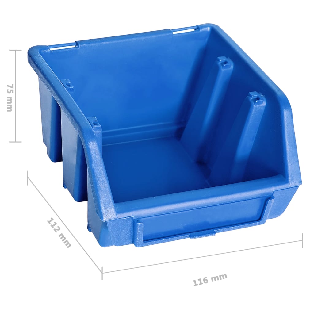 vidaXL 48tlg. Behälter-Set für Kleinteile mit Wandplatten Blau Schwarz