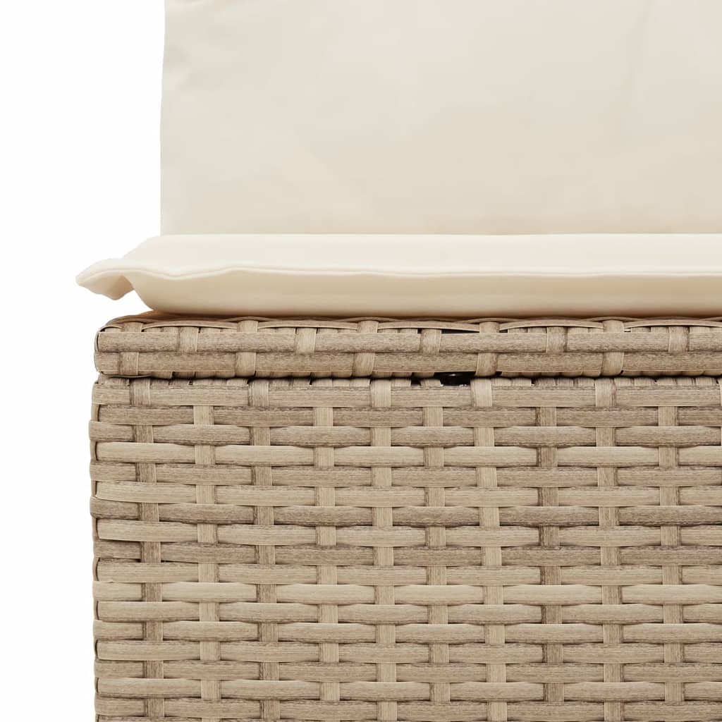 vidaXL Gartensessel ohne Armlehnen mit Kissen Beige Poly Rattan