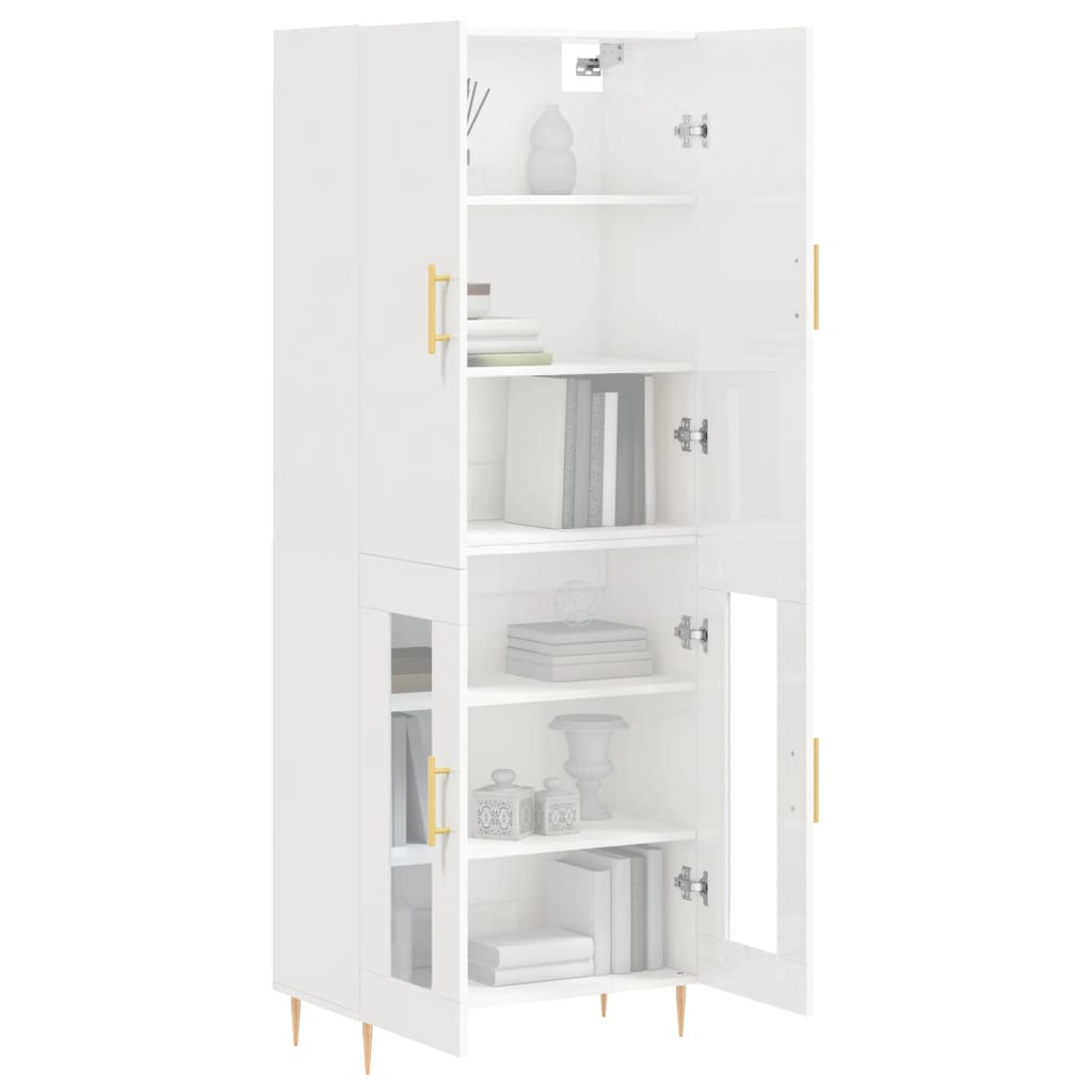 vidaXL Highboard Hochglanz-Weiß 69,5x34x180 cm Holzwerkstoff