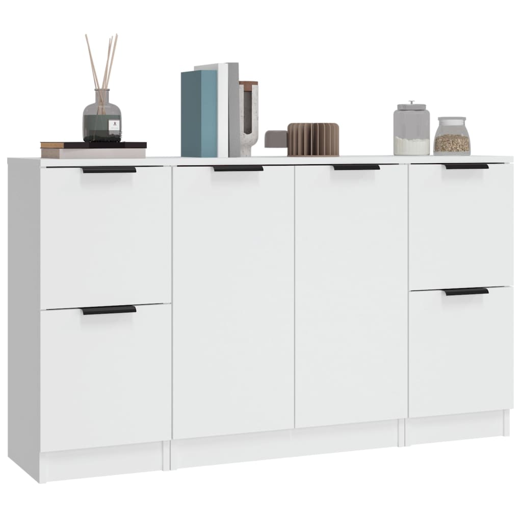 vidaXL Sideboards 3 Stk. Weiß Holzwerkstoff