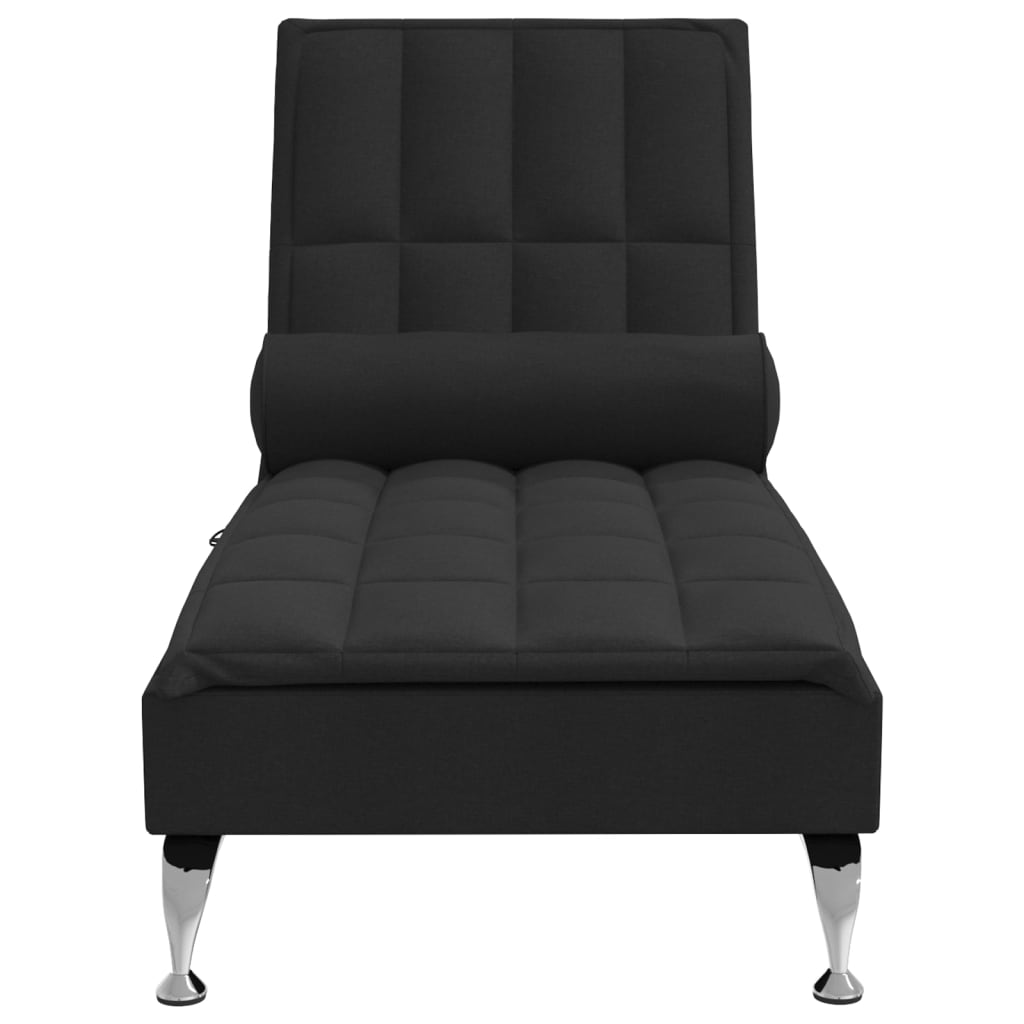 vidaXL Massage-Chaiselongue mit Nackenrolle Schwarz Stoff