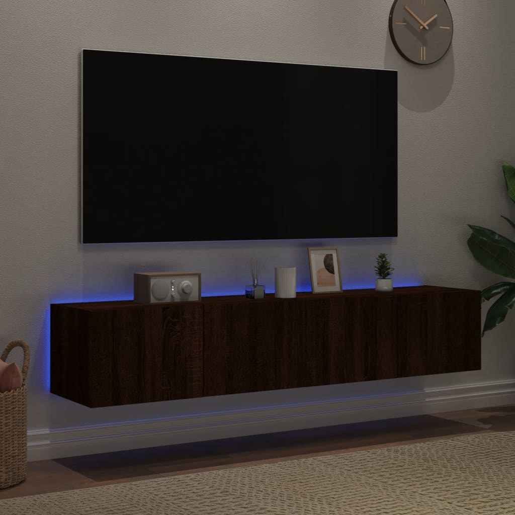 vidaXL TV-Wandschränke mit LED-Leuchten 2 Stk. Braun Eichen-Optik