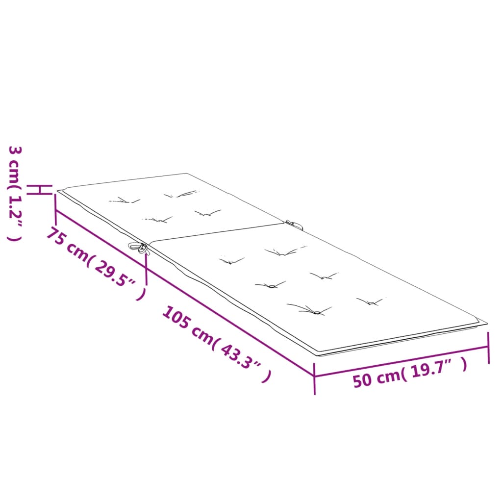 vidaXL Liegestuhl-Auflage Grau Karomuster (75+105)x50x4 cm