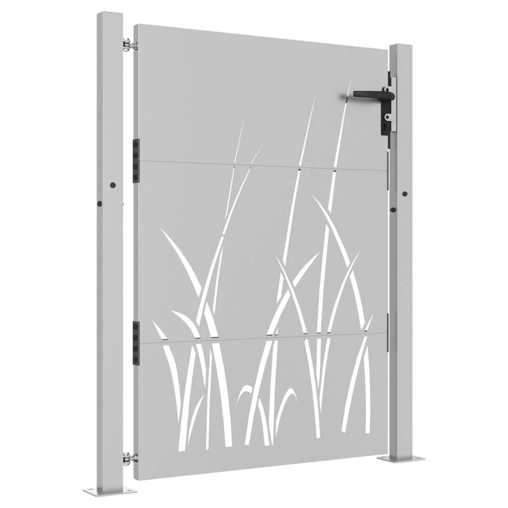 vidaXL Gartentor 105x130 cm Cortenstahl Gras-Design