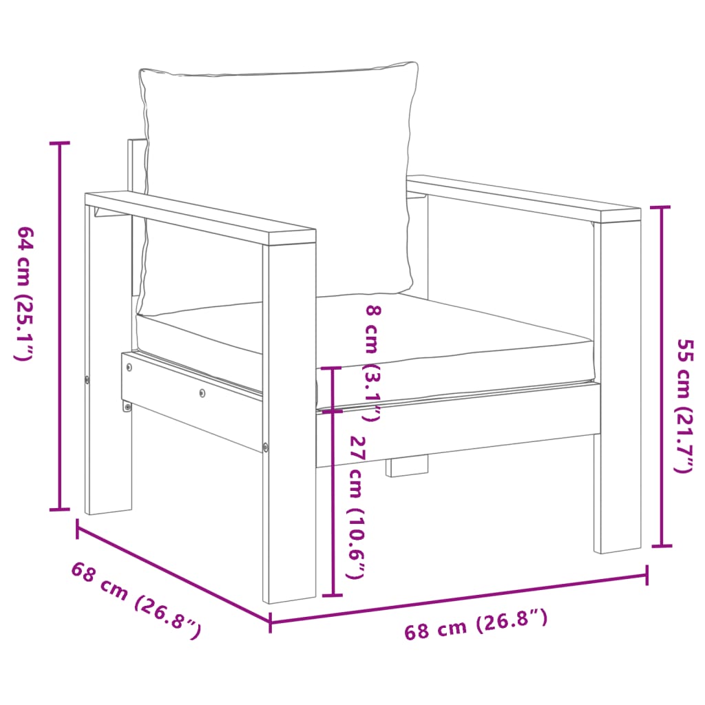 vidaXL 5-tlg. Garten-Sofagarnitur mit Kissen Massivholz Akazie