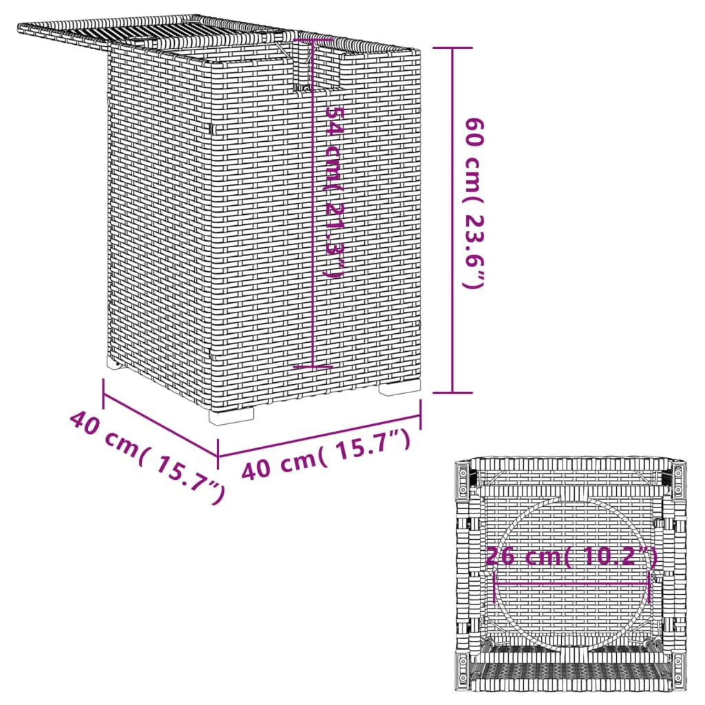 vidaXL Propan-Tank-Verstecktisch Beige 40x40x60 cm Poly Rattan