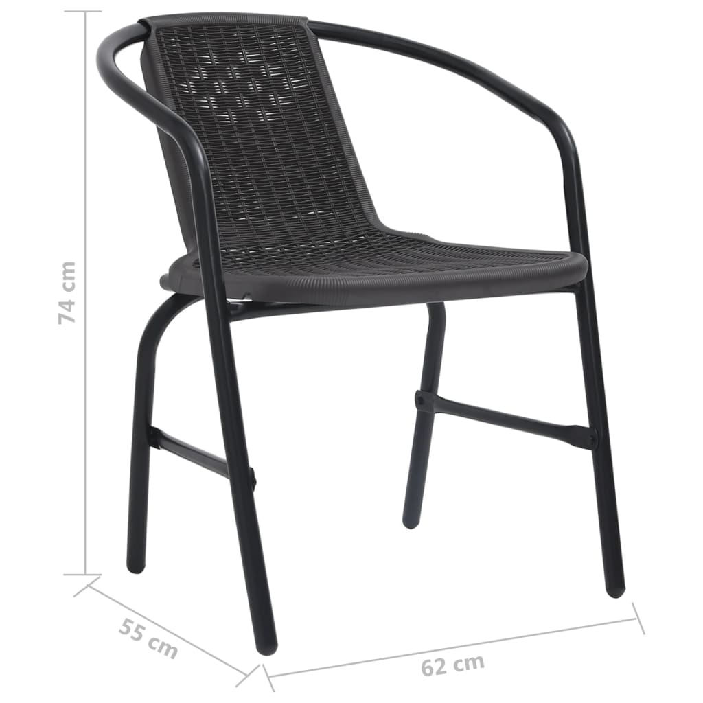 vidaXL Gartenstühle 2 Stk. Kunststoff Rattan-Optik und Stahl 110 kg