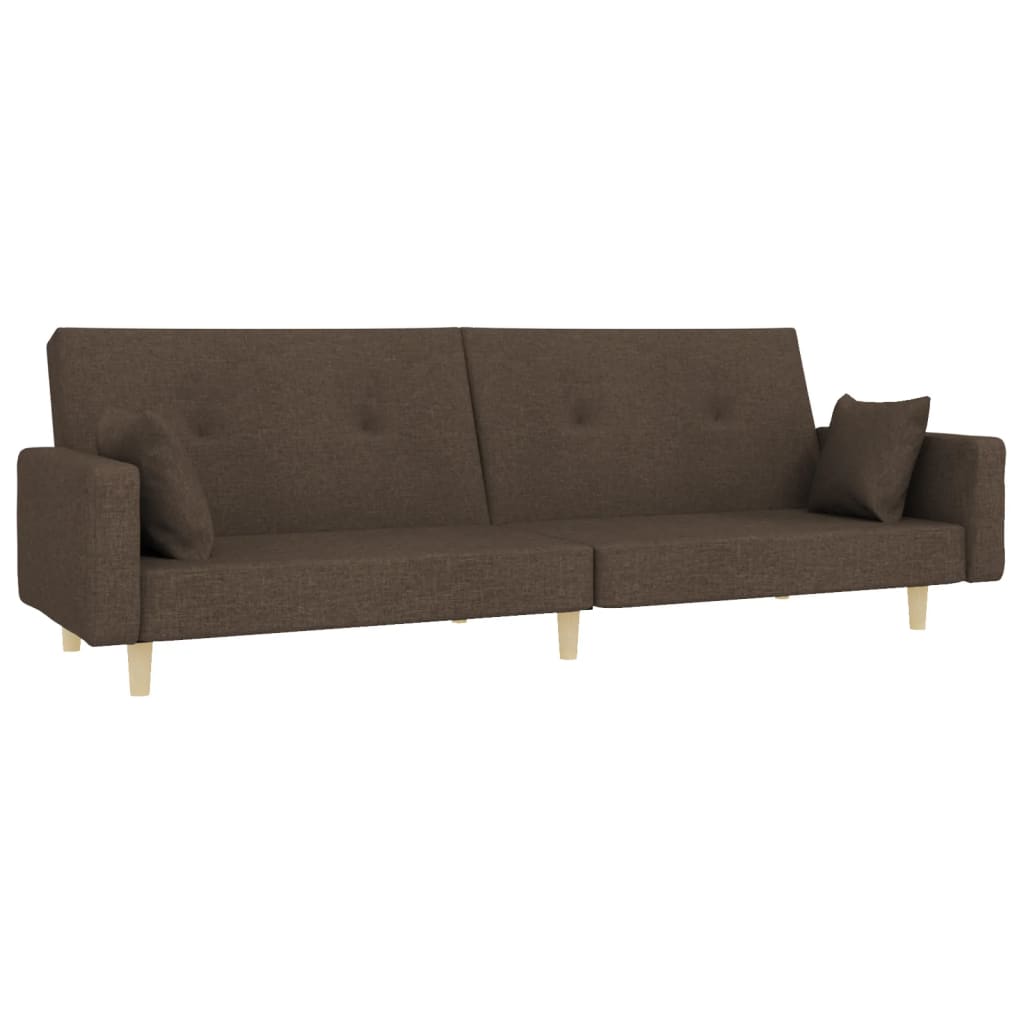 vidaXL Schlafsofa 2-Sitzer mit 2 Kissen Taupe Stoff