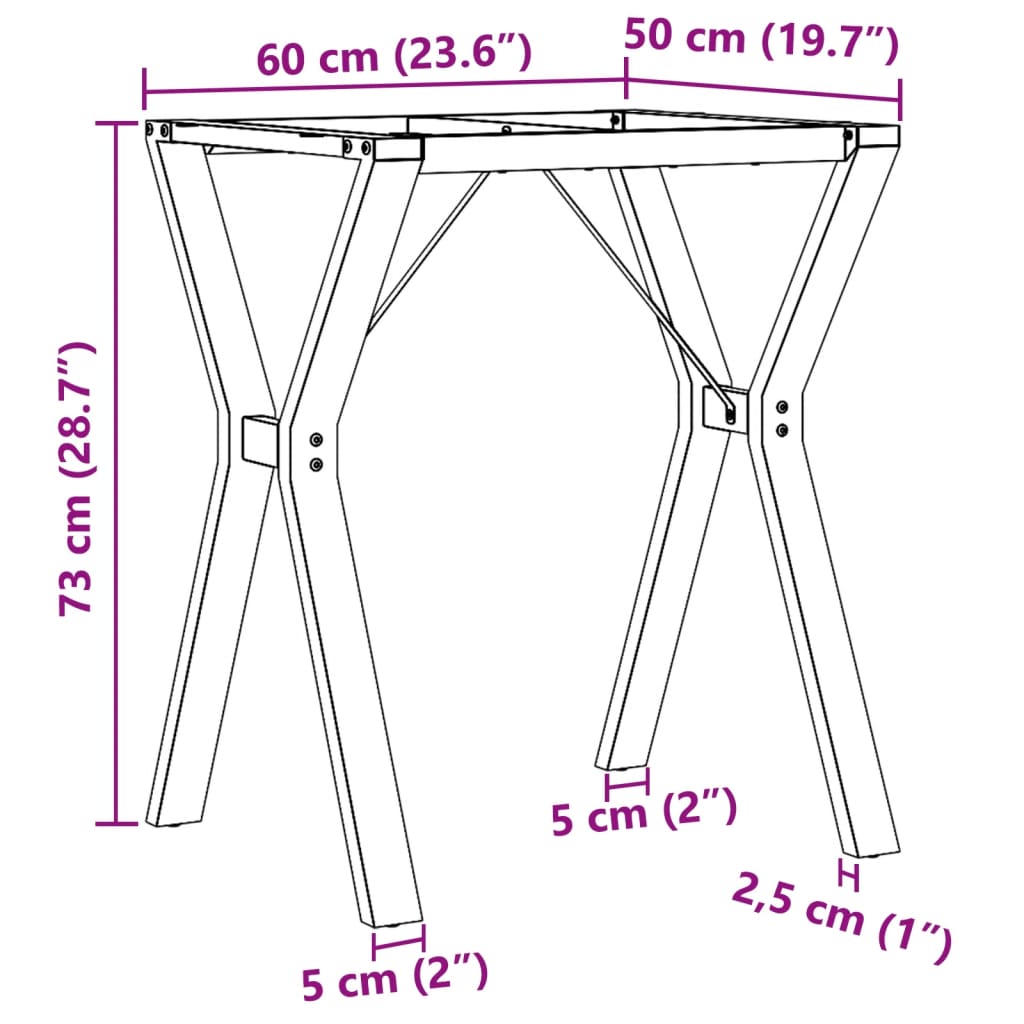 vidaXL Esstisch-Gestell in Y-Form 60x50x73 cm Gusseisen