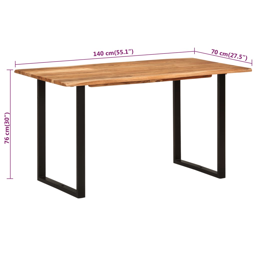 vidaXL Esstisch 140×70×76 cm Akazie-Massivholz