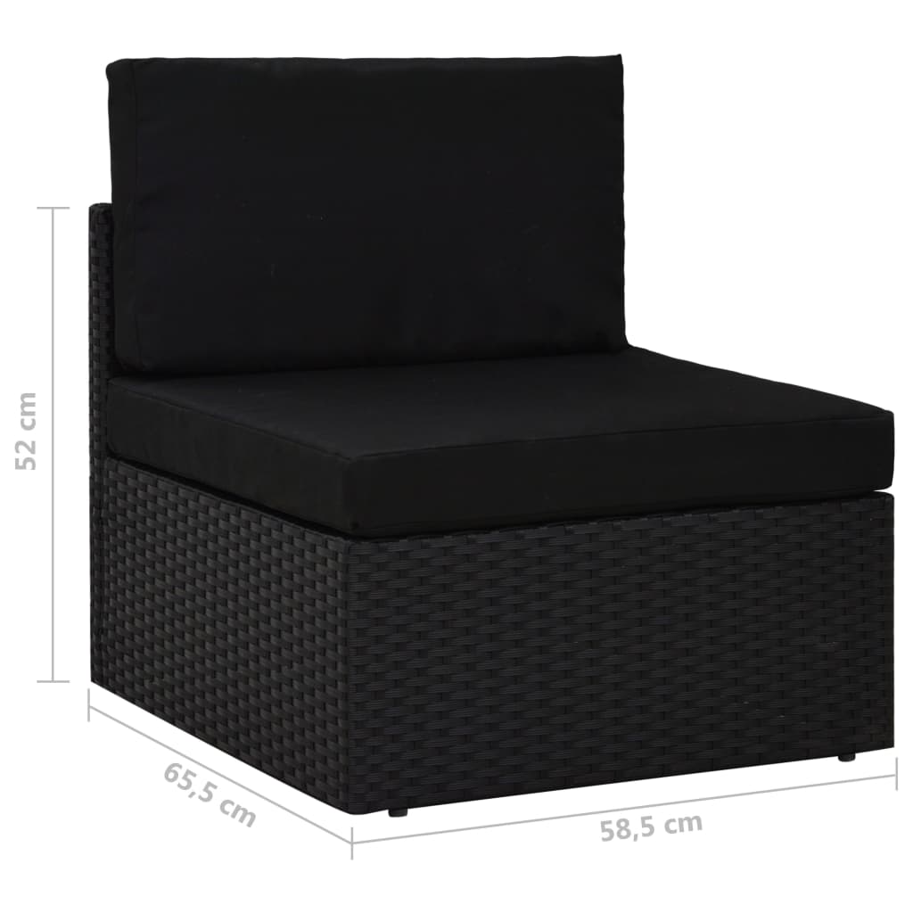 vidaXL Modulares 3-Sitzer-Sofa Poly Rattan Schwarz