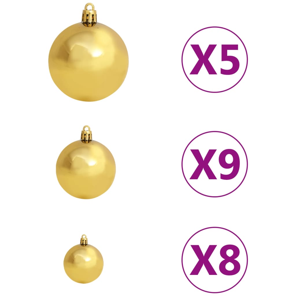 vidaXL Künstlicher Weihnachtsbaum Kopfüber mit LEDs & Kugeln 180 cm