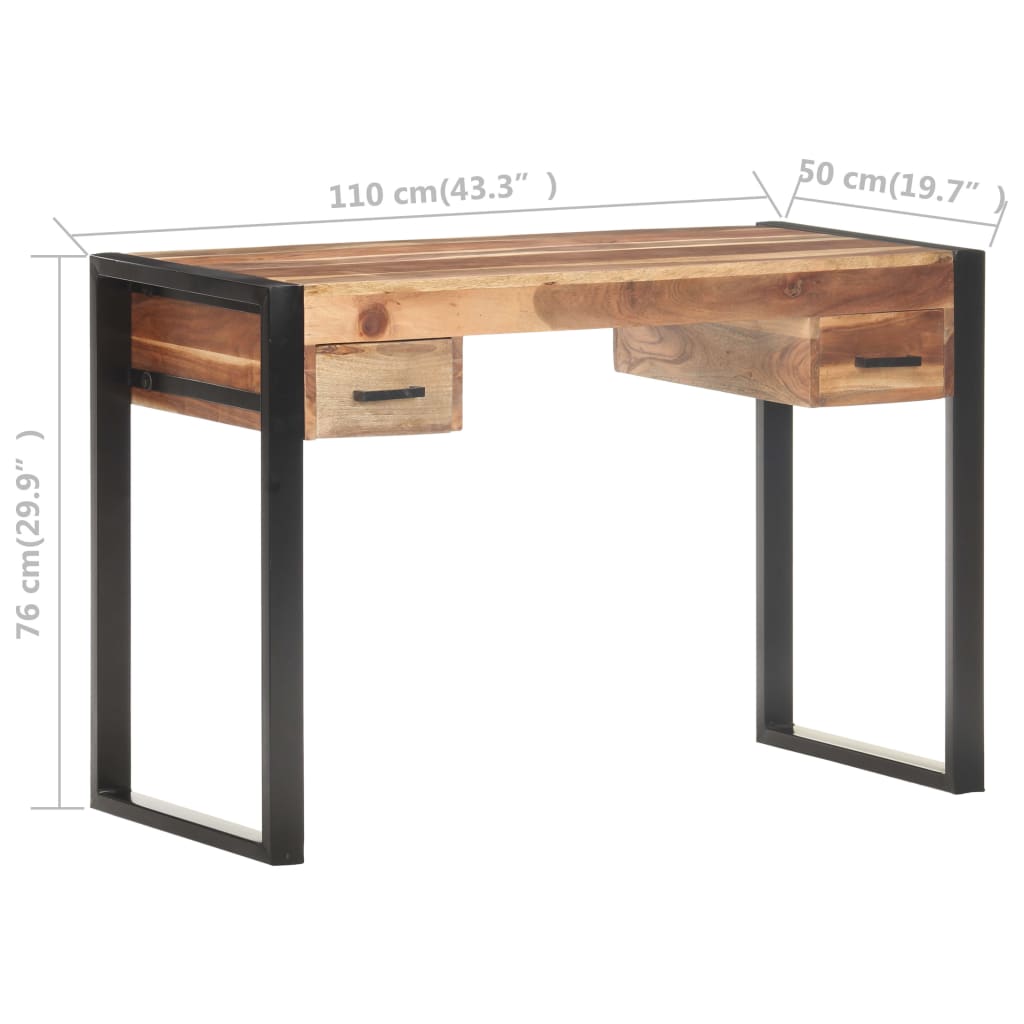 vidaXL Schreibtisch 110x50x76 cm Massivholz