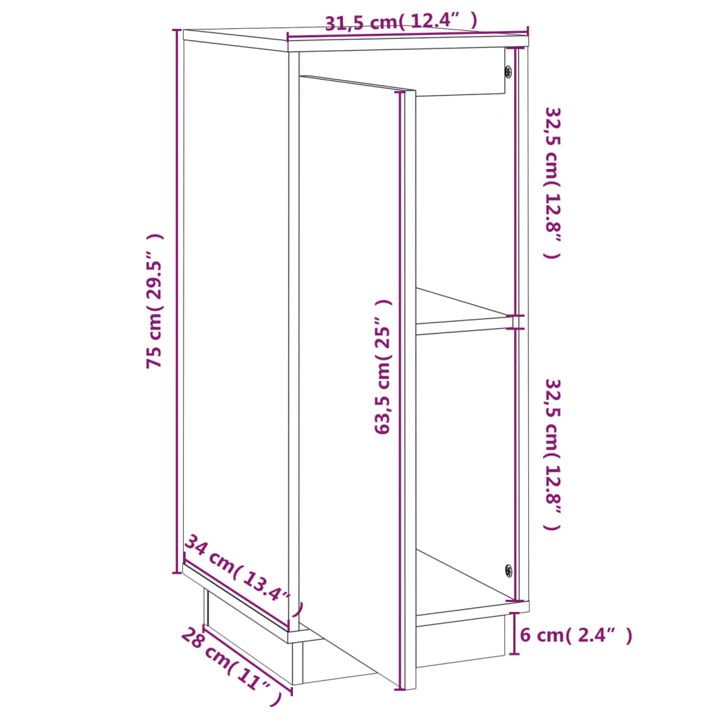 vidaXL Sideboards 2 Stk. 31,5x34x75 cm Massivholz Kiefer
