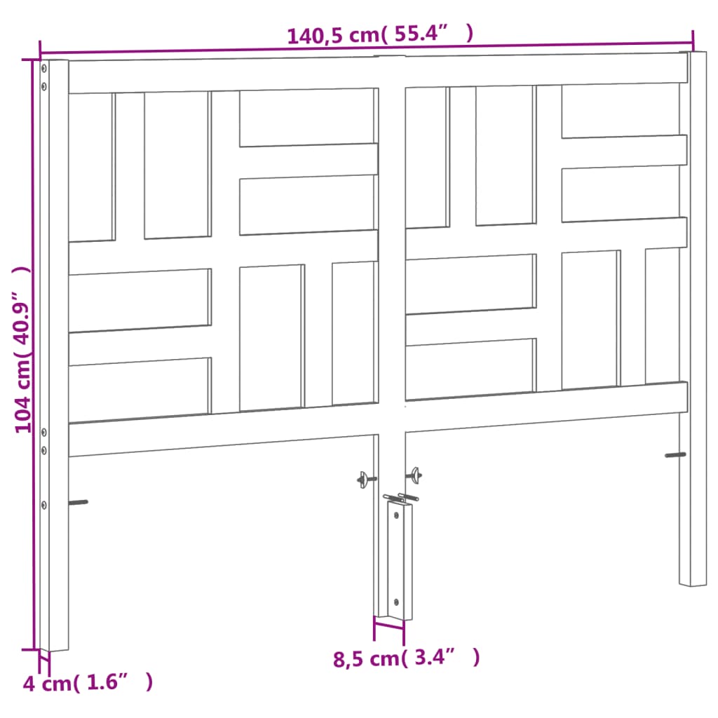 vidaXL Kopfteil Wachsbraun 135 cm Massivholz Kiefer