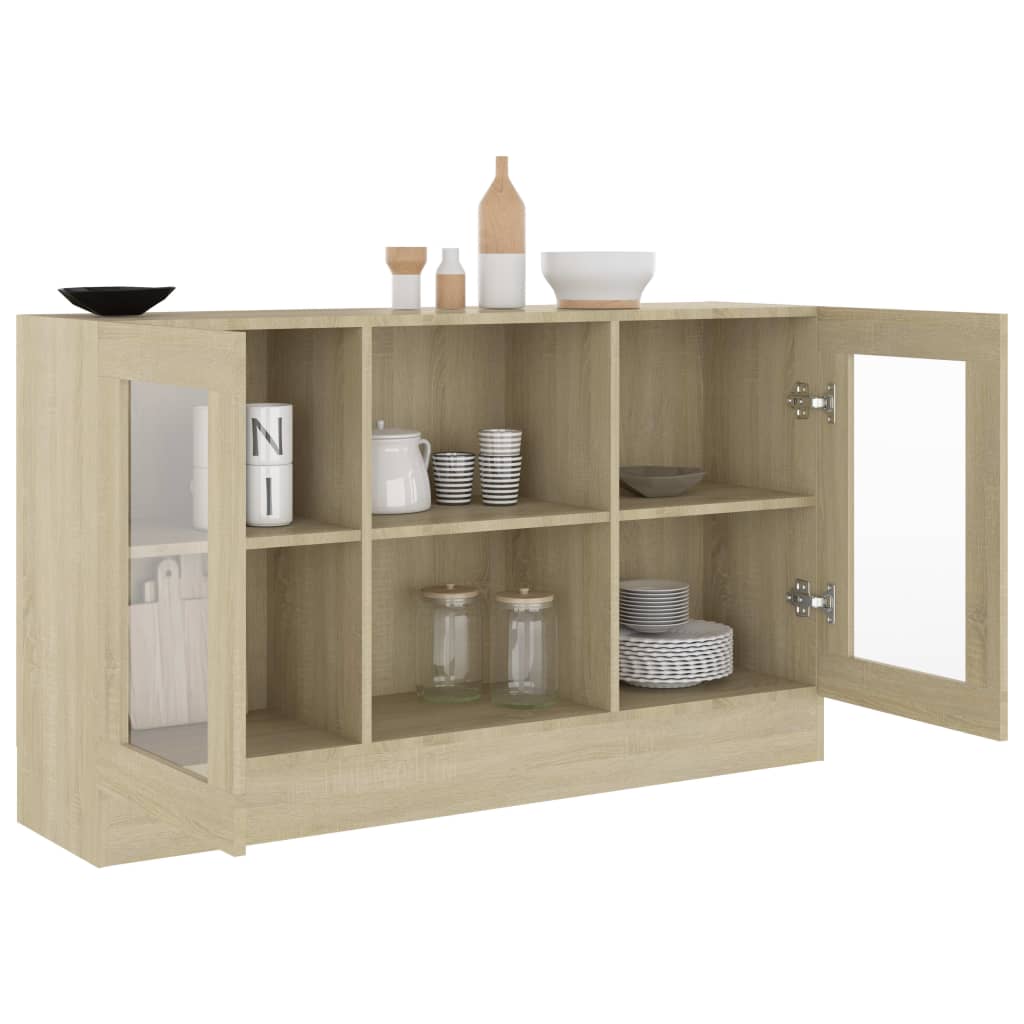 vidaXL Vitrinenschrank Sonoma-Eiche 120x30,5x70 cm Holzwerkstoff