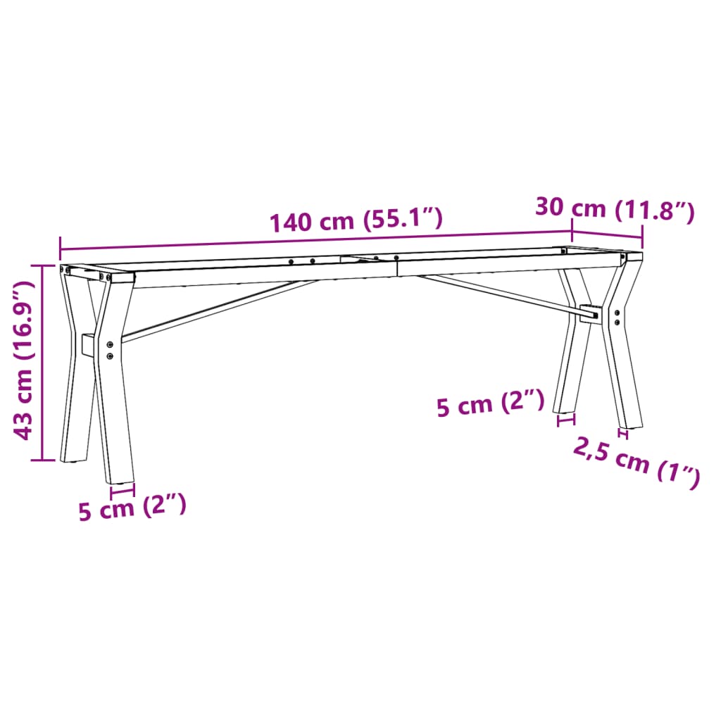 vidaXL Couchtisch-Gestell in Y-Form 140x30x43 cm Gusseisen