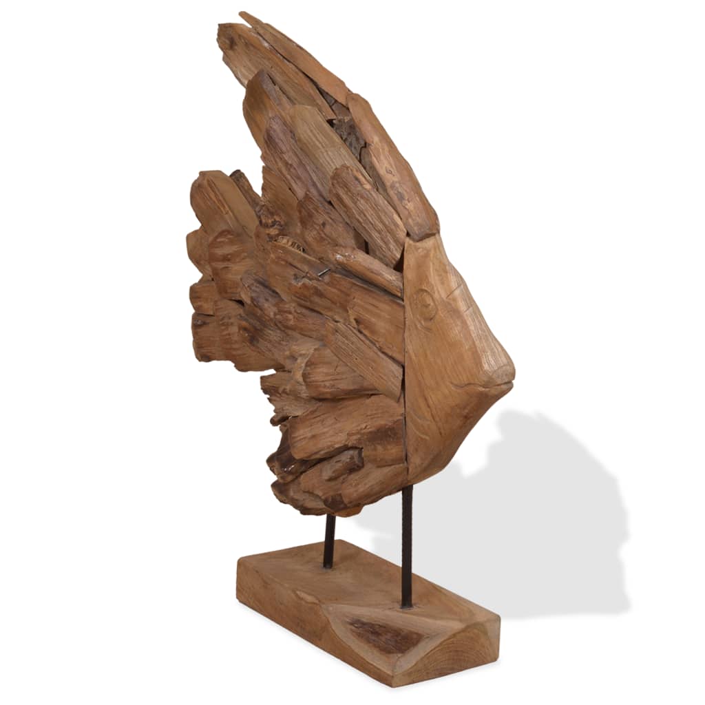 vidaXL Fisch-Skulptur Teak 40 x 12 x 57 cm