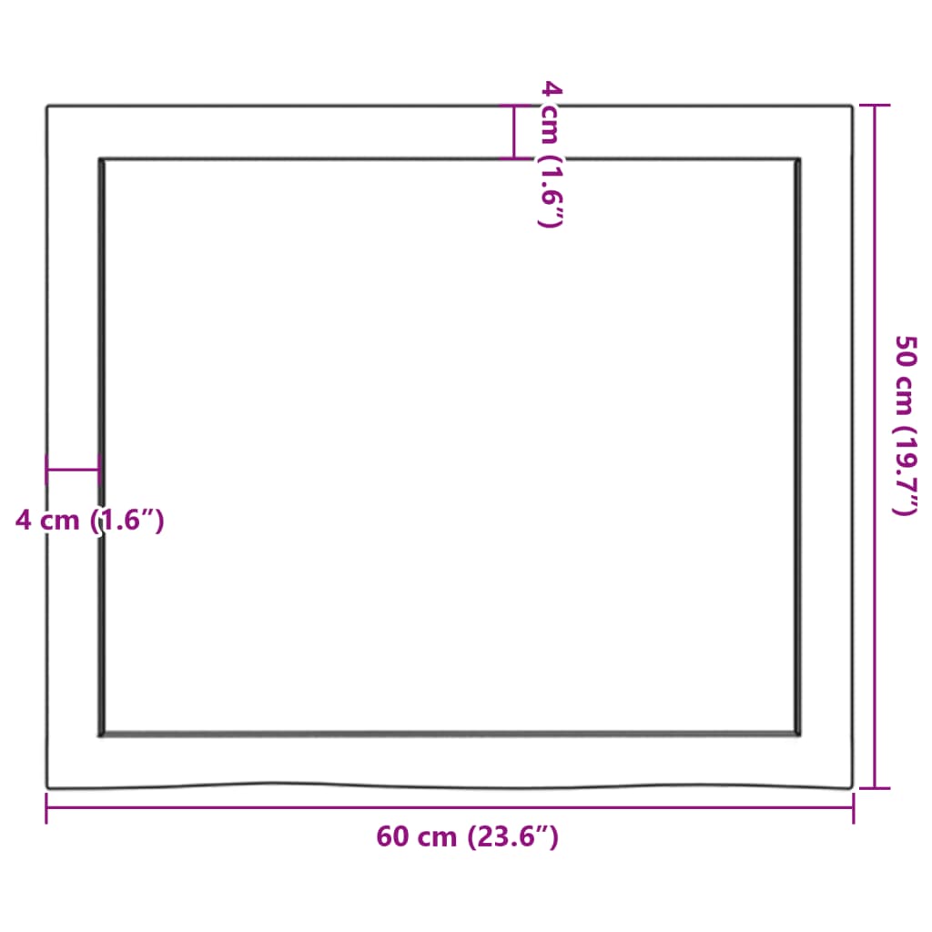 vidaXL Tischplatte 60x50x(2-4) cm Massivholz Eiche Unbehandelt