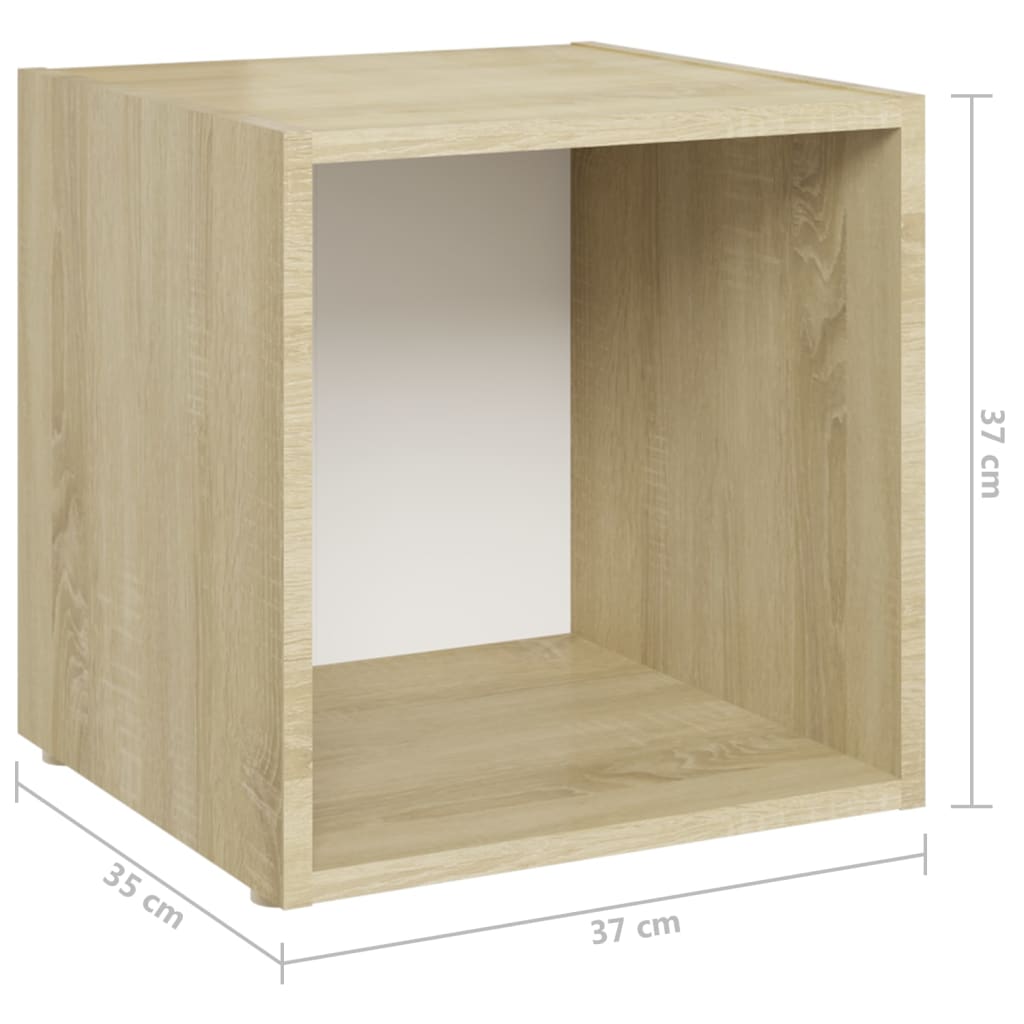 vidaXL 4-tlg. TV-Schrank-Set Weiß Sonoma-Eiche Holzwerkstoff