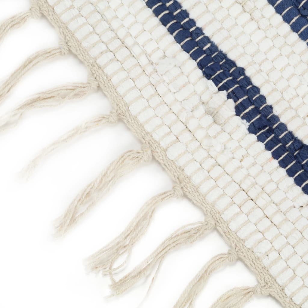 vidaXL Handgewebter Chindi-Teppich Baumwolle 200x290cm Blau und Weiß