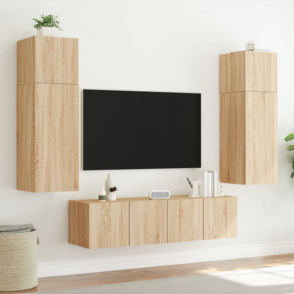 vidaXL TV-Wandschrank mit LED-Leuchten Sonoma-Eiche 60x35x31 cm