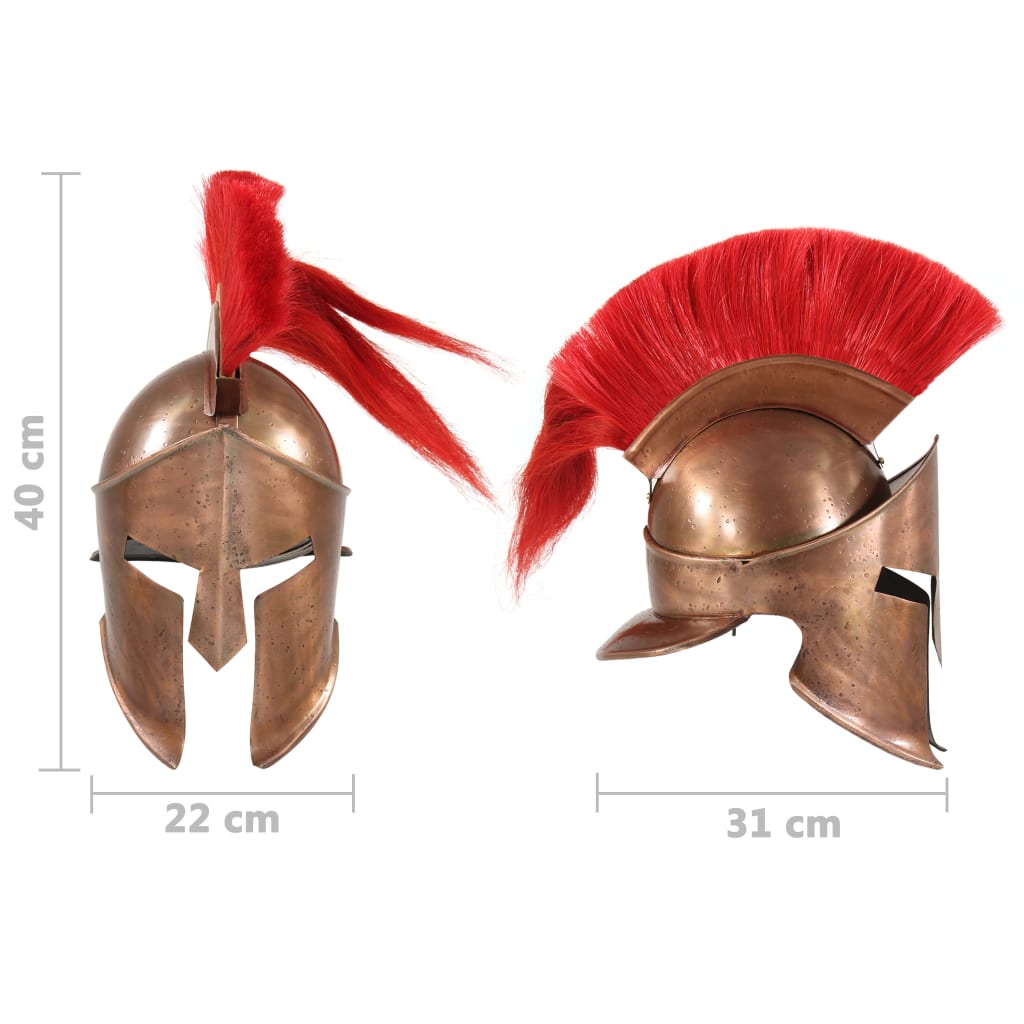 vidaXL Griechischer Krieger-Helm Antik Replik LARP Kupfern Stahl