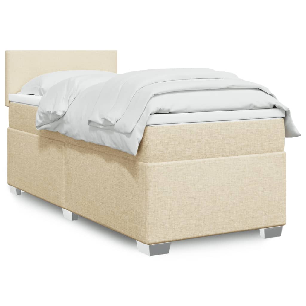 vidaXL Boxspringbett mit Matratze Creme 100x200 cm Stoff