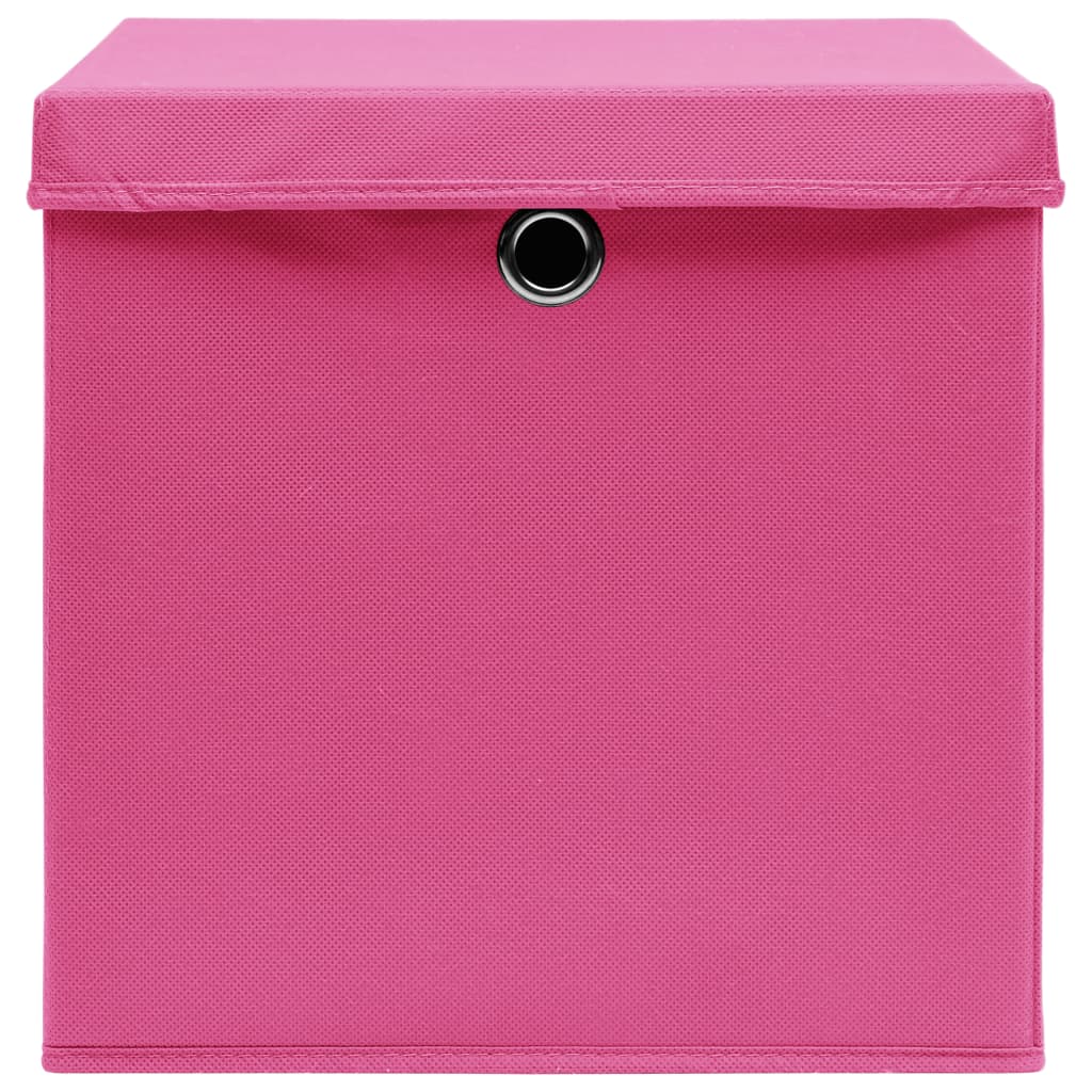 vidaXL Aufbewahrungsboxen mit Deckeln 4 Stk. 28x28x28 cm Rosa