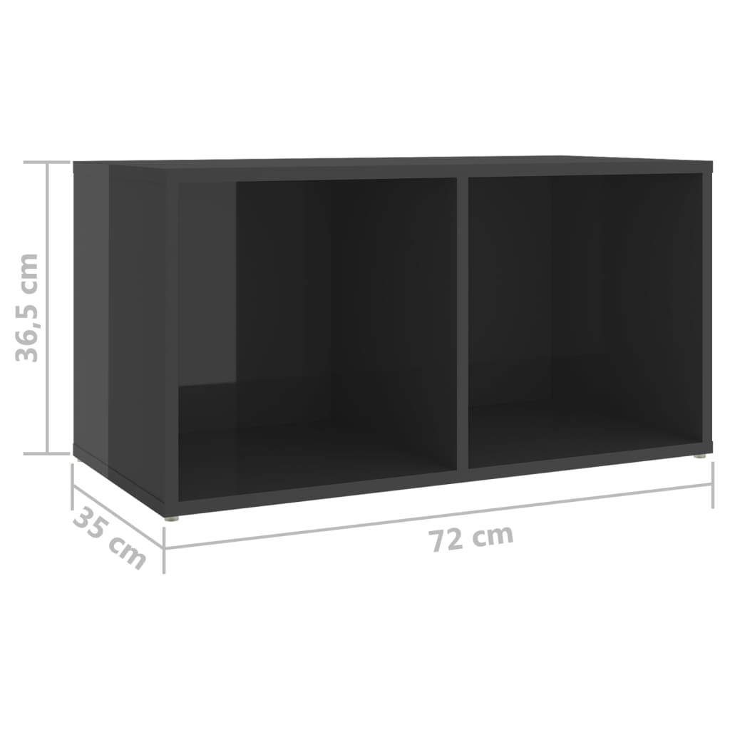 vidaXL TV-Schränke 2 Stk. Hochglanz-Grau 72x35x36,5 cm Holzwerkstoff