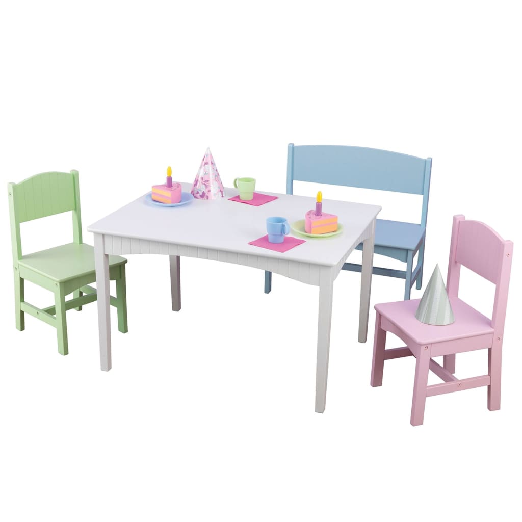 KidKraft Kindertisch-Set mit Stühlen und Bank Nantucket Pastellfarben