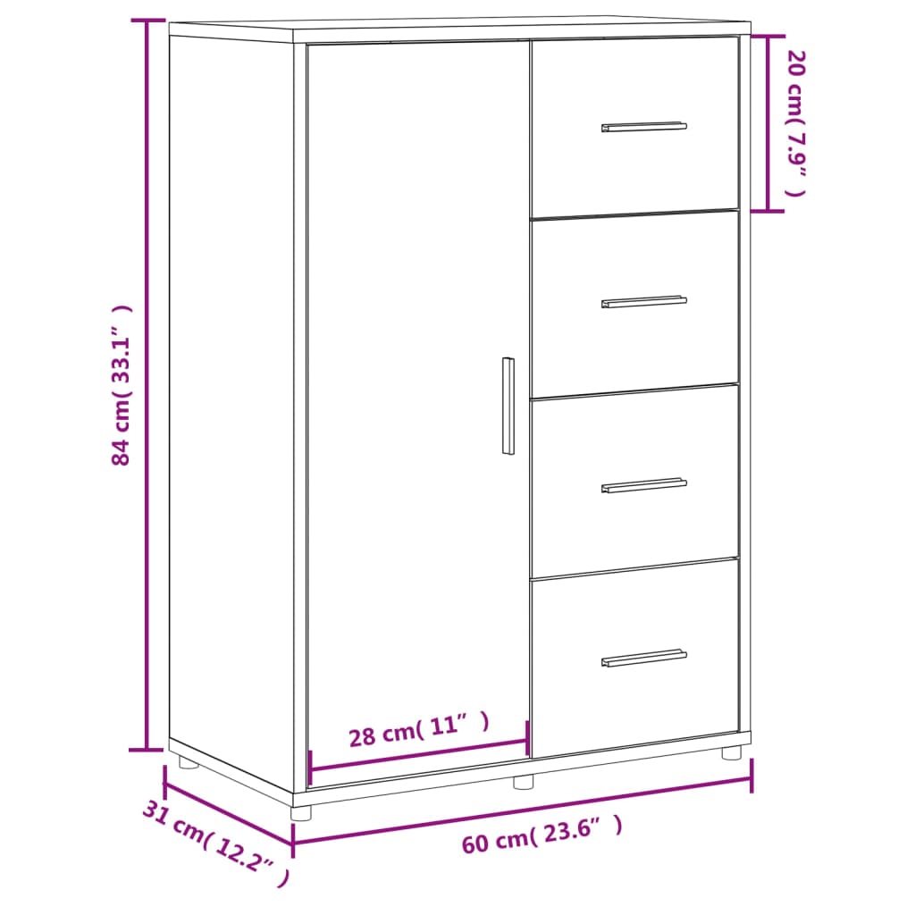 vidaXL Sideboard Weiß 60x31x84 cm Holzwerkstoff