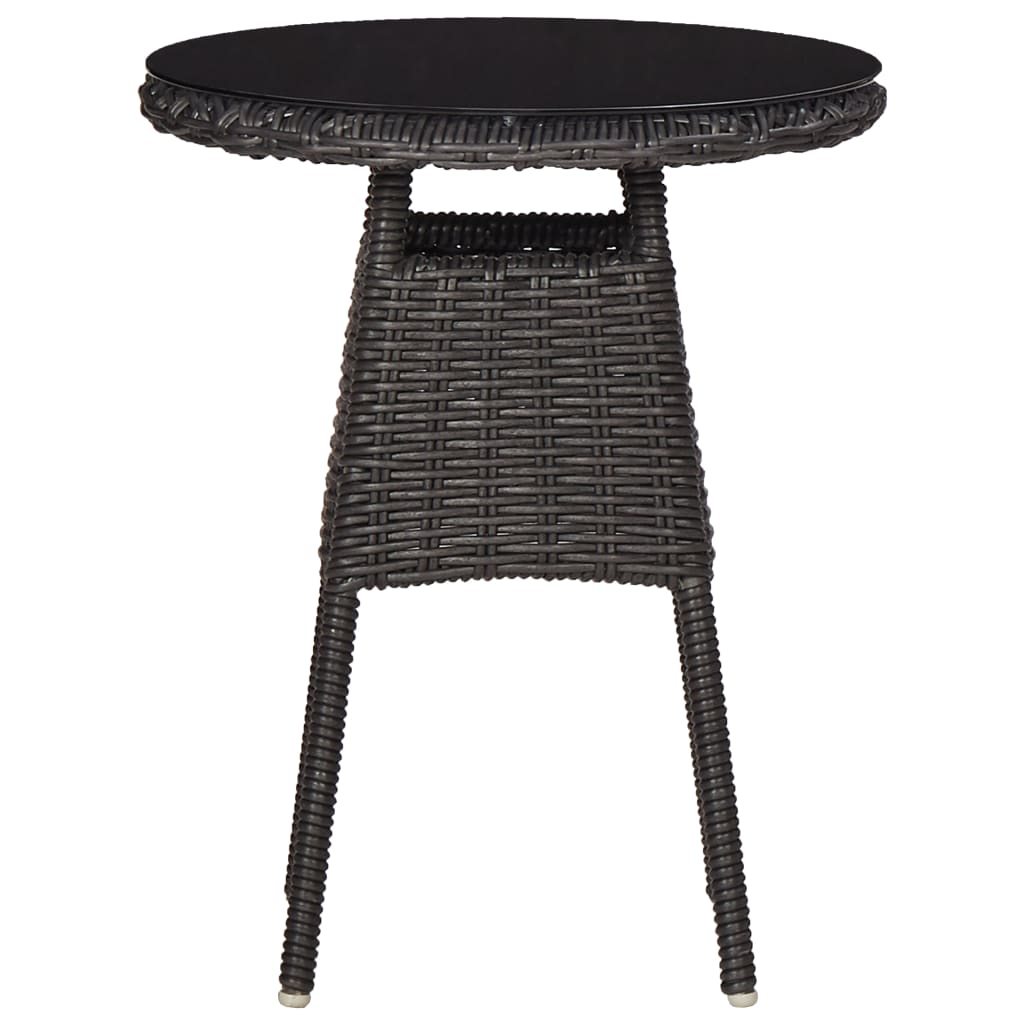 vidaXL 3-tlg. Garten-Bistro-Set mit Auflagen Poly Rattan Schwarz