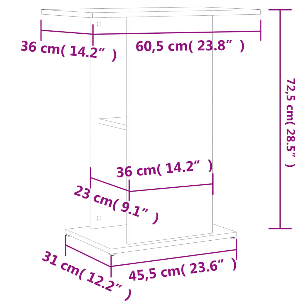 vidaXL Aquariumständer Räuchereiche 60,5x36x72,5 cm Holzwerkstoff